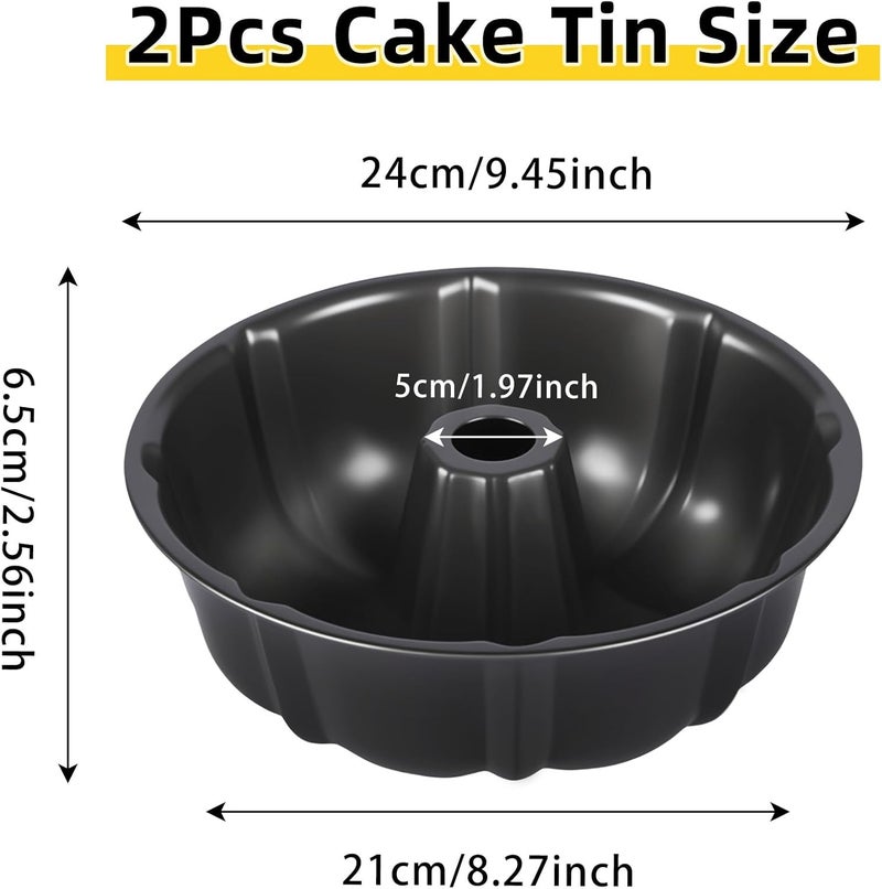 JSJMOFA 2 Pack Non-Stick Fluted Cake Pan, 9.5 Inch Ring Cake Pan, Heavy Duty Carbon Steel Round Pans Baking Pound Cakes, Fluted Cakes Tins for Baking, Black - Image 4